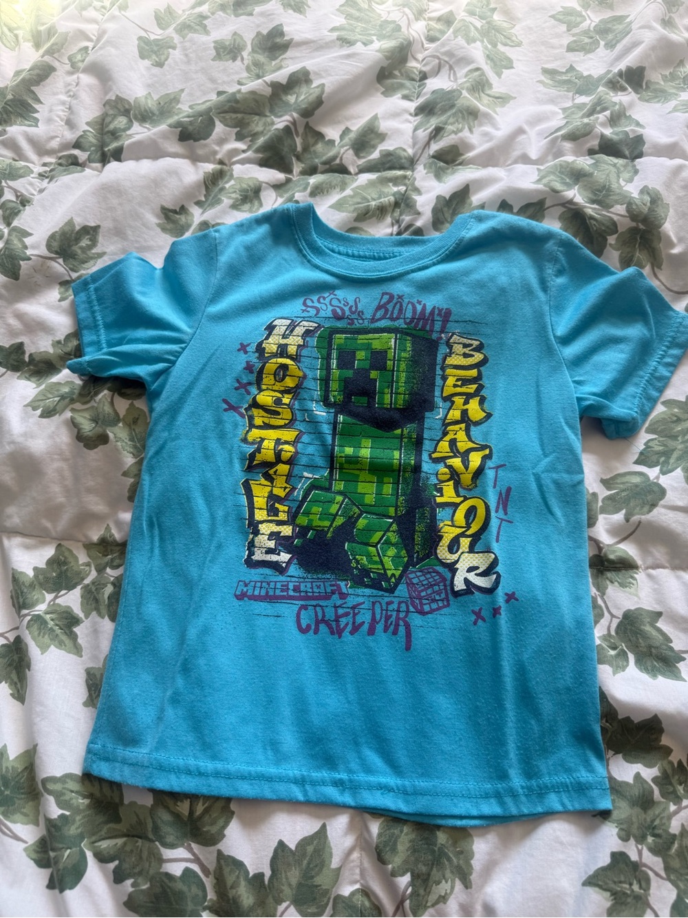 Minecraft Boys' Turquoise Creeper Graphic Tee